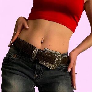 Nocona Black Leather Belt with Silver Buckle